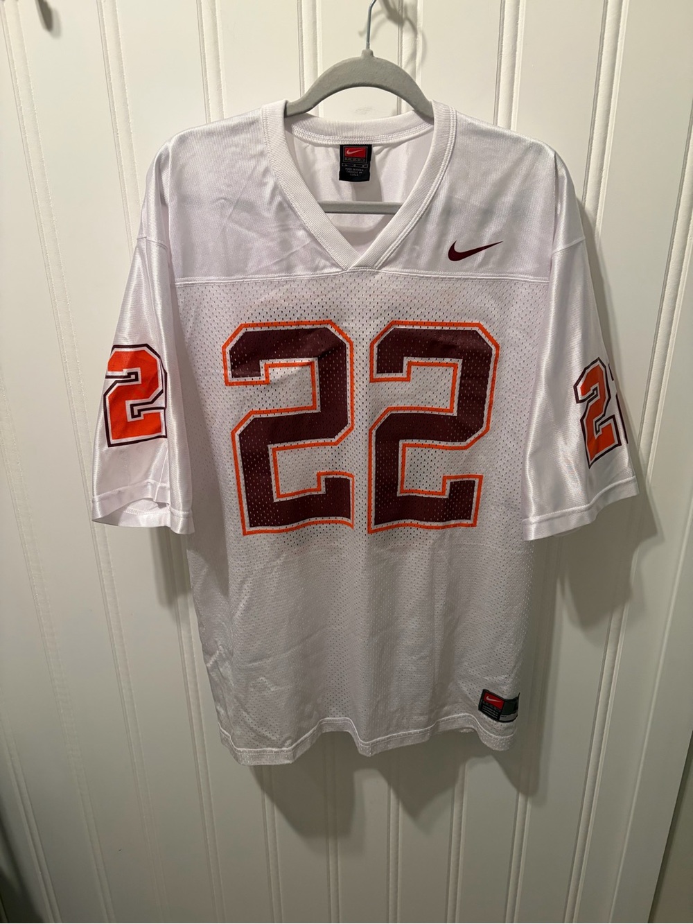 Vintage Nike Virginia Tech Hokies #22 Football Jersey White Mesh Y2K L Lee Suggs